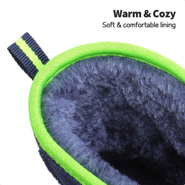 Kids Mid-Calf Lightweight Snow Boots  - NAVY-NEON GREEN - 3
